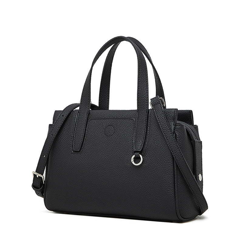Cowhide Portable Large-capacity Crossbody Bag Black