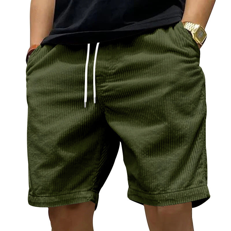 New Men's Casual All-matching Thin Corduroy Shorts Army Green