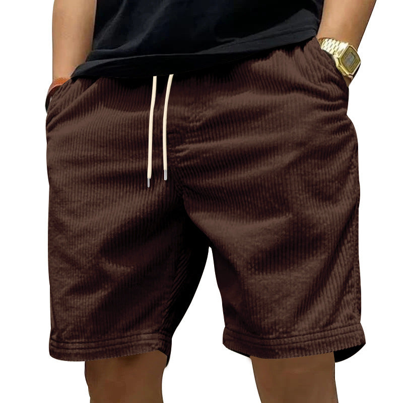 New Men's Casual All-matching Thin Corduroy Shorts Brown