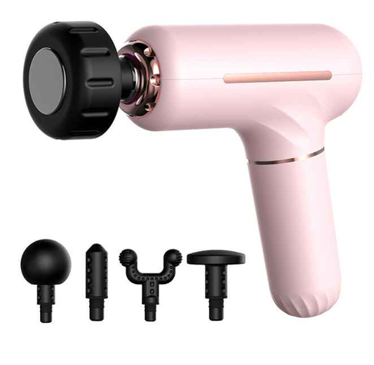 Hot compress fitness electric impact gun muscle relaxant massager small vibration massage belt Pink