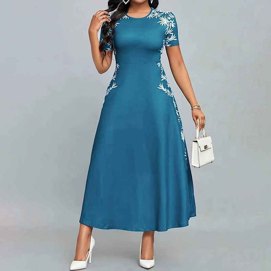 Women's Elegant Short Sleeve Maxi Dress