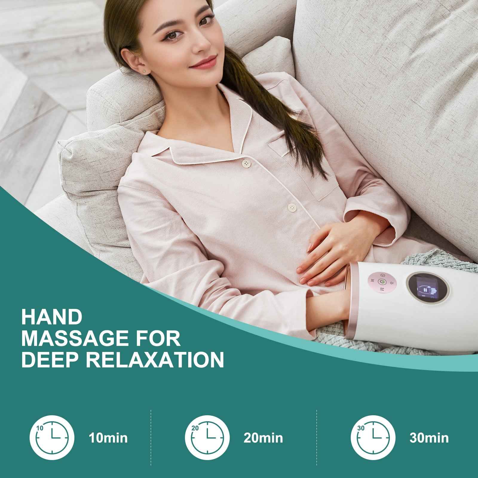 3-Speed Hand Massager With Heat, Air Compression [aFree Shipping]