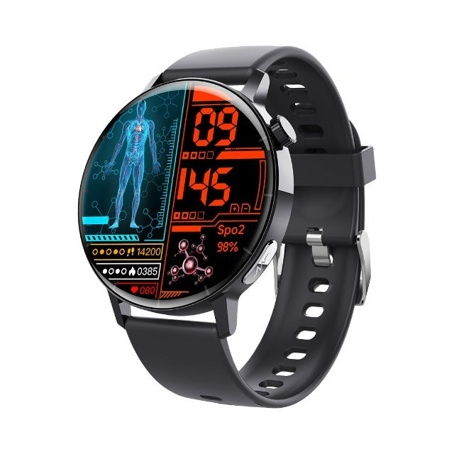 Smart Watch- Non-Invasive Blood Glucose Monitoring Black silicone strap