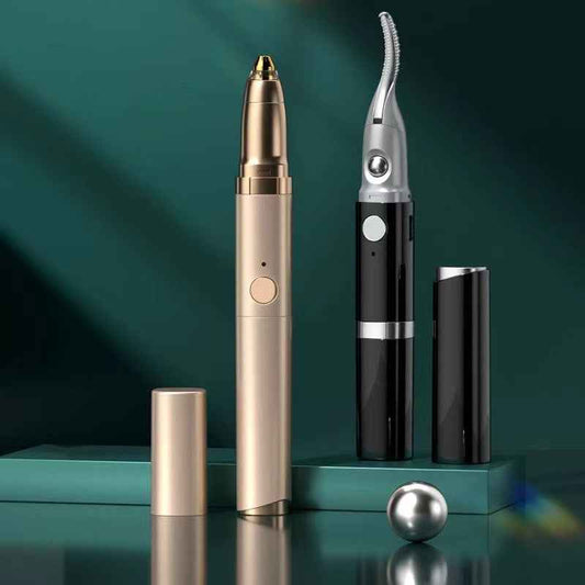 Double head eyebrow trimming, eyelash curling and curling device, 2-in-1 electric eyelash curling and curling device, USB charging Heating eyelashes