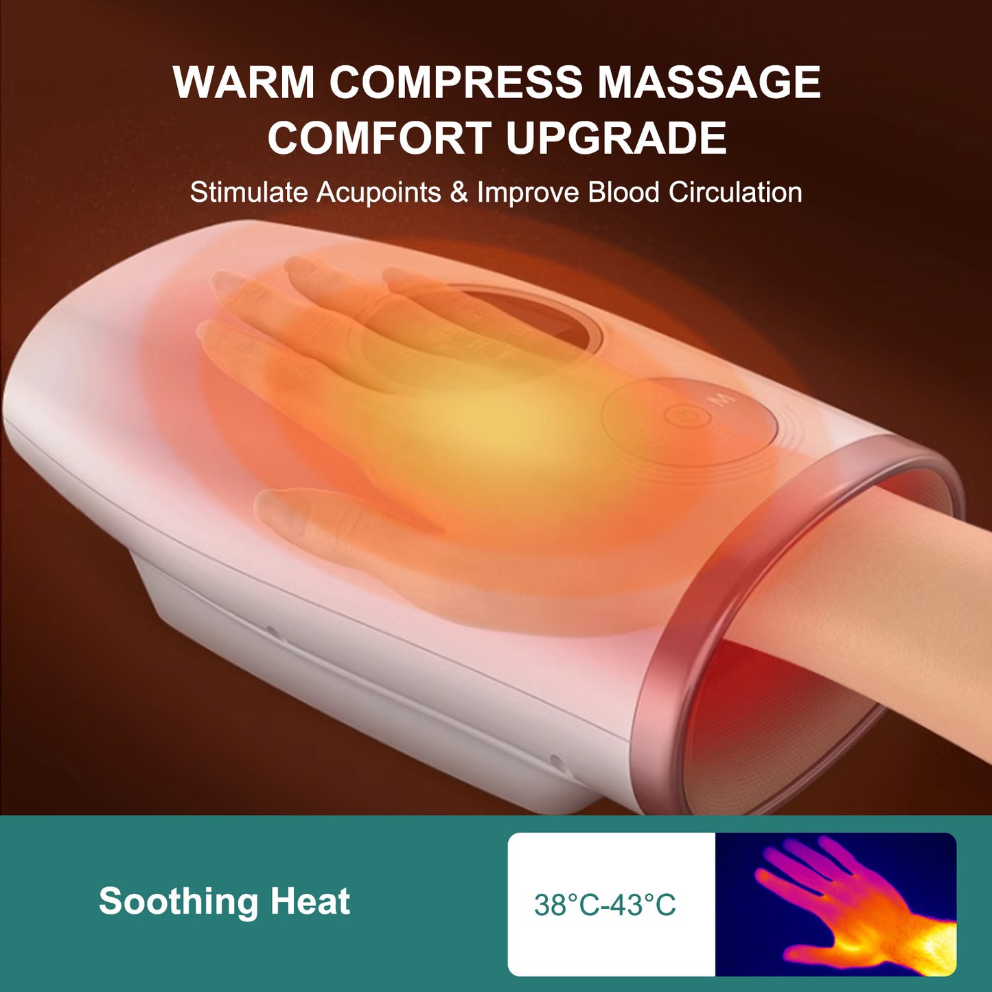 3-Speed Hand Massager With Heat, Air Compression [aFree Shipping]
