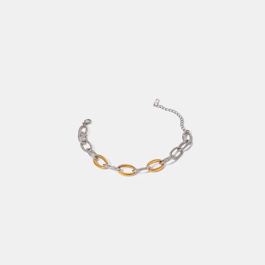 18K Gold-Plated Stainless Steel Bracelet Silver One Size