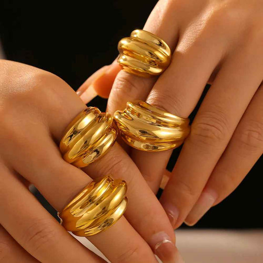 18K Gold-Plated Titanium Steel Open Ring Gold