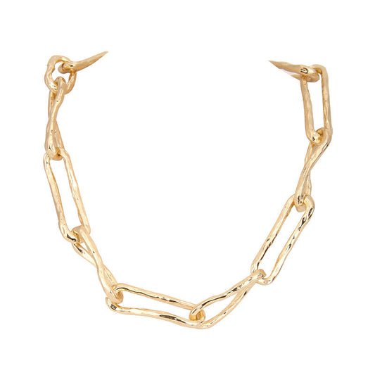 Retro Gold-plated Short Necklace for Women Girls Thick Chain Splicing Vintage Metal Choker Jewelry Trending New