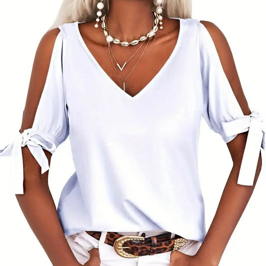 Womens Summer Cold Shoulder Tops [ Free Shipping 5-7 Days ]