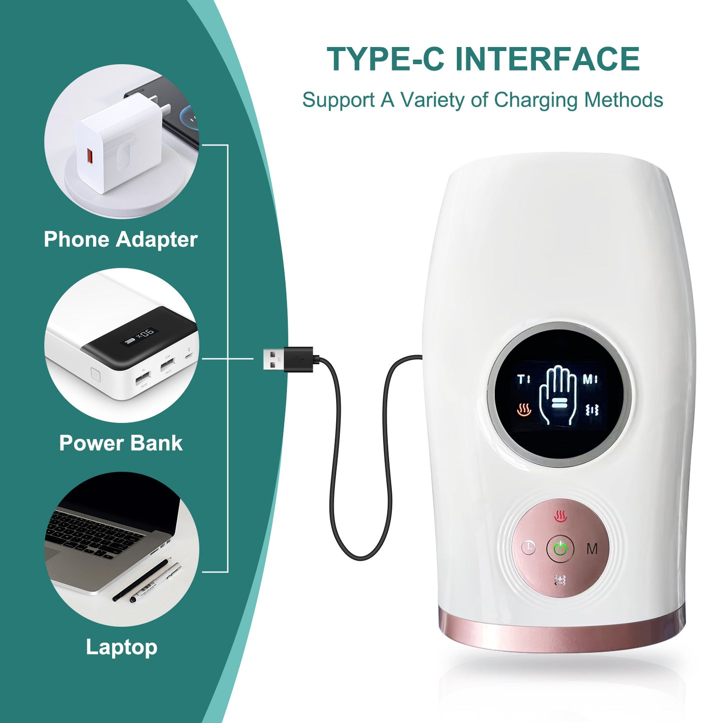 3-Speed Hand Massager With Heat, Air Compression [aFree Shipping]