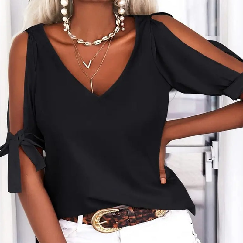 Womens Summer Cold Shoulder Tops [ Free Shipping 5-7 Days ]