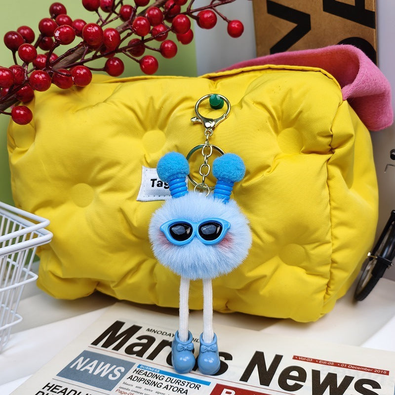 Creative Keychain Cute Three-dimensional Cartoon Doll Light Blue